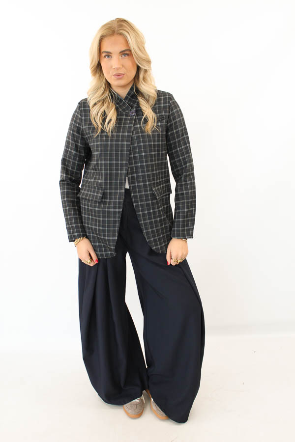 Asymmetrische geruite blazer 