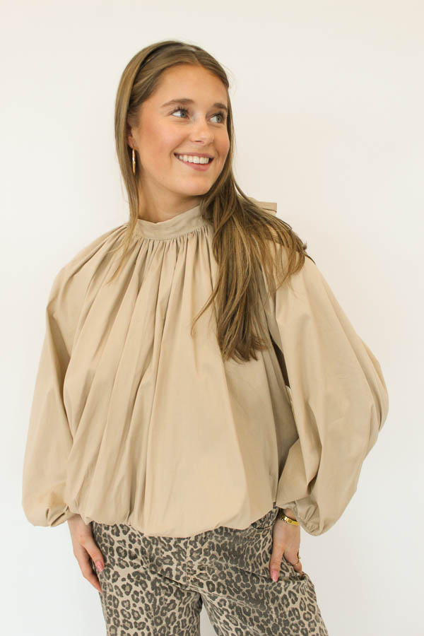 Balloon blouse zand  | Mia
