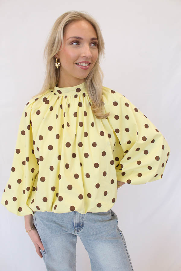 Balloon top stippen geel | Liv