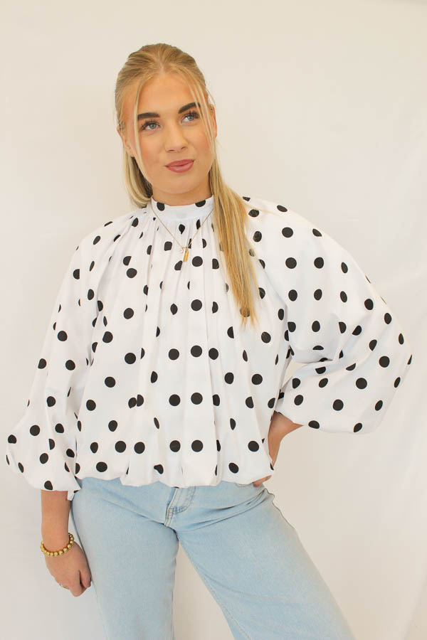 Balloon top stippen wit | Liv