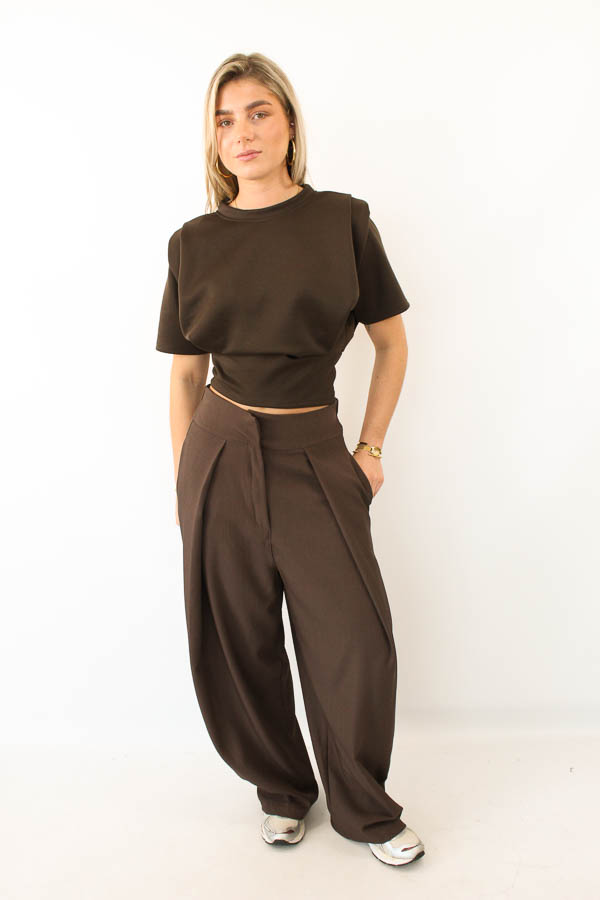 Barrel fit broek bruin | Noa - Afbeelding 2