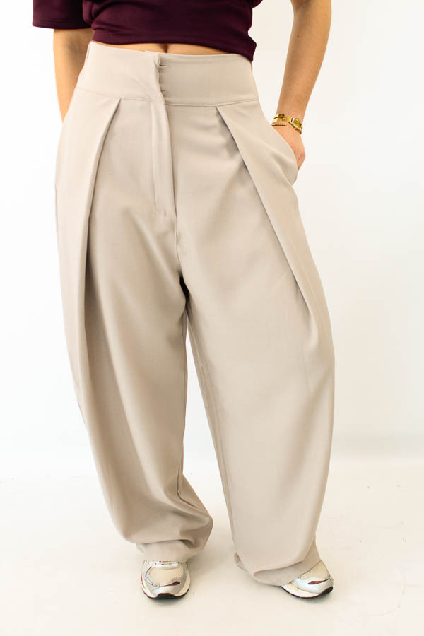 Barrel fit broek zand | Noa 