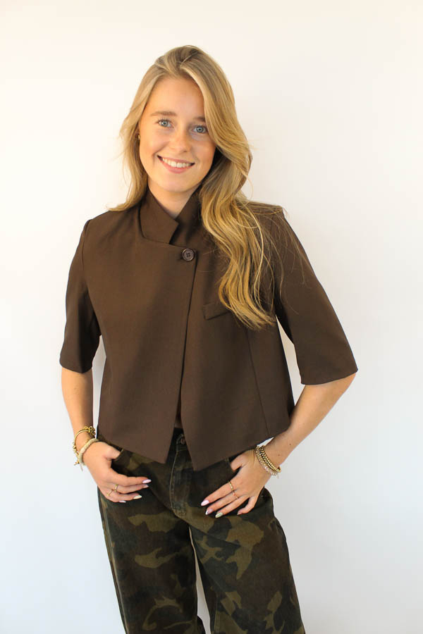 Blazer korte mouw bruin | Kayla