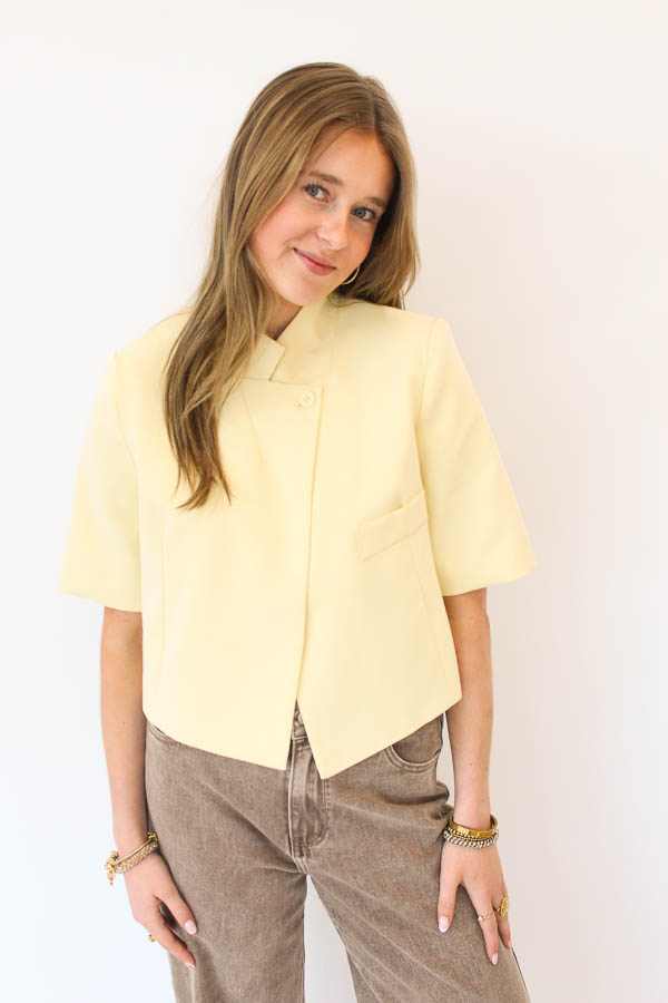 Blazer korte mouw geel | Kaya - Afbeelding 3