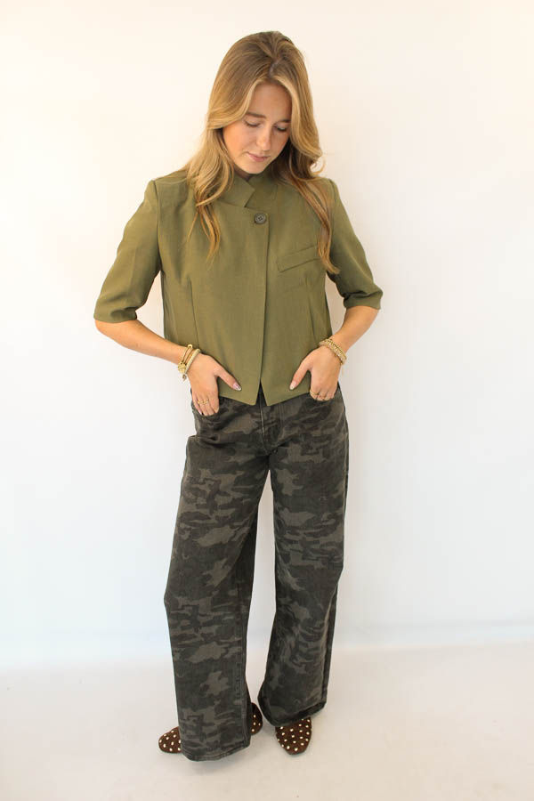 Blazer korte mouw khaki | Kayla - Afbeelding 3