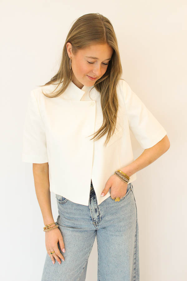 Blazer korte mouw wit | Kaya