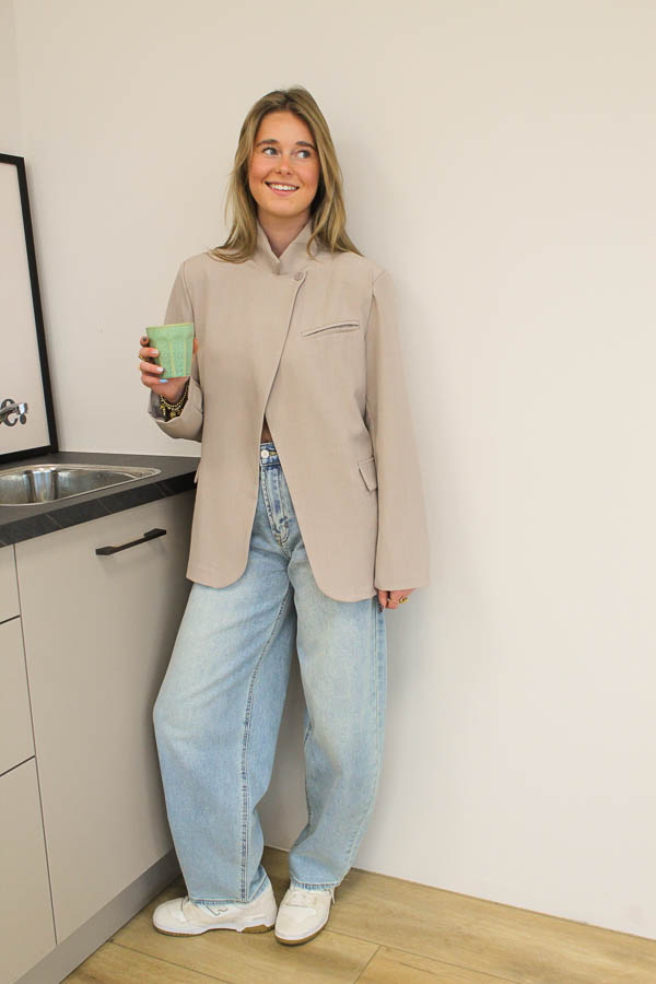 Blazer overslag kraag zand | Posy