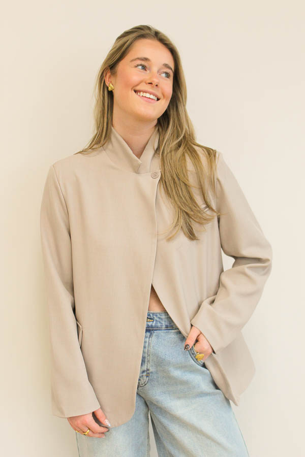 Blazer overslag kraag zand | Posy - Afbeelding 2
