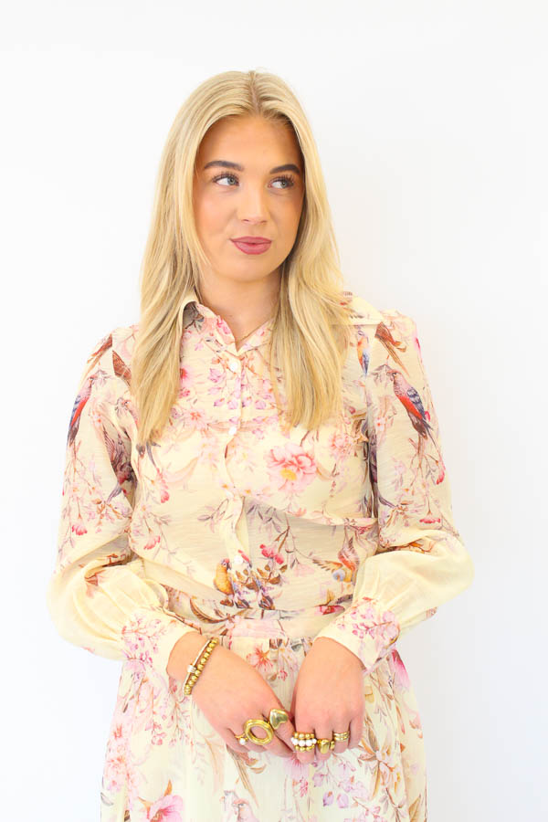 Bloemen blouse geel | Nola