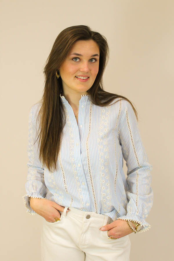 Blouse broderie blauw | Jill