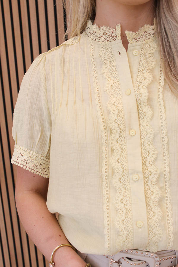Blouse broderie geel | Annet - Afbeelding 3