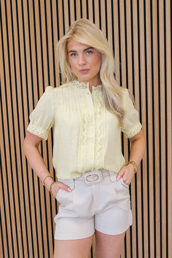 Blouse broderie geel | Annet - Afbeelding 2