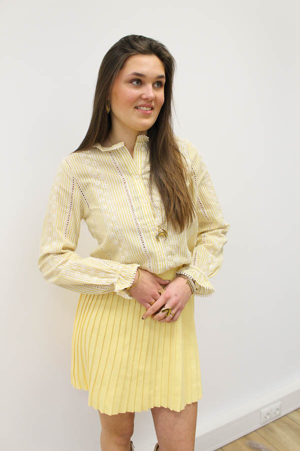 Blouse broderie geel | Jill