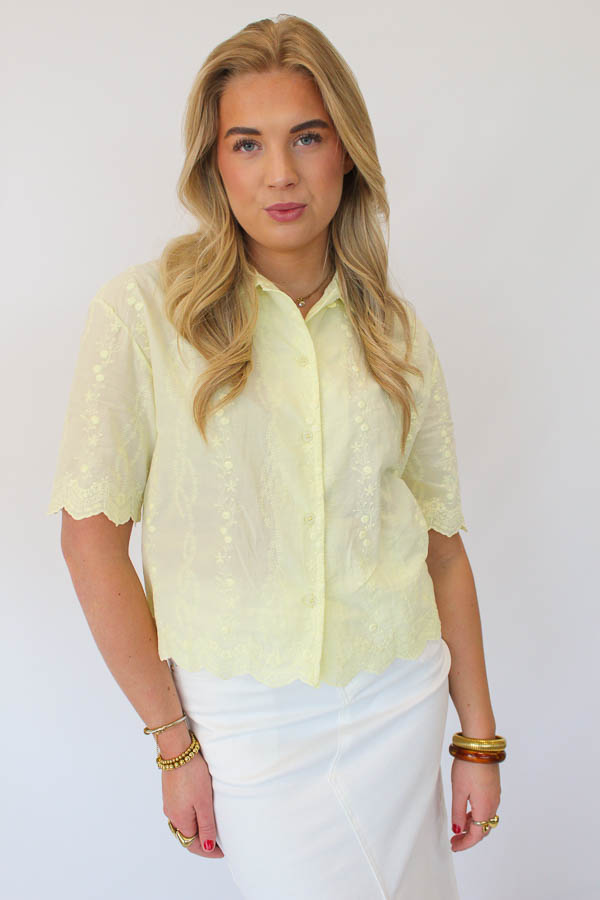 Blouse broderie geel |  Juna