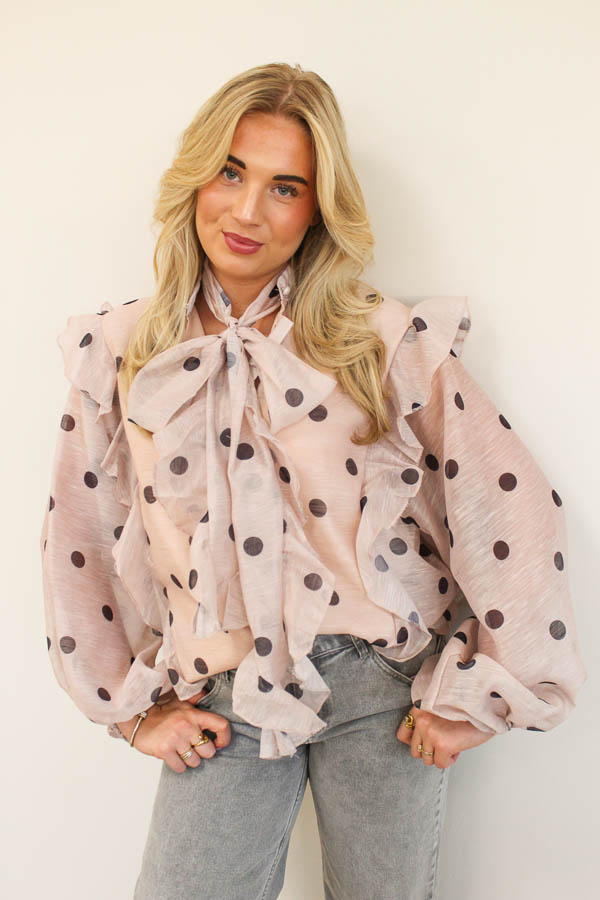 Blouse dots roze | Loena