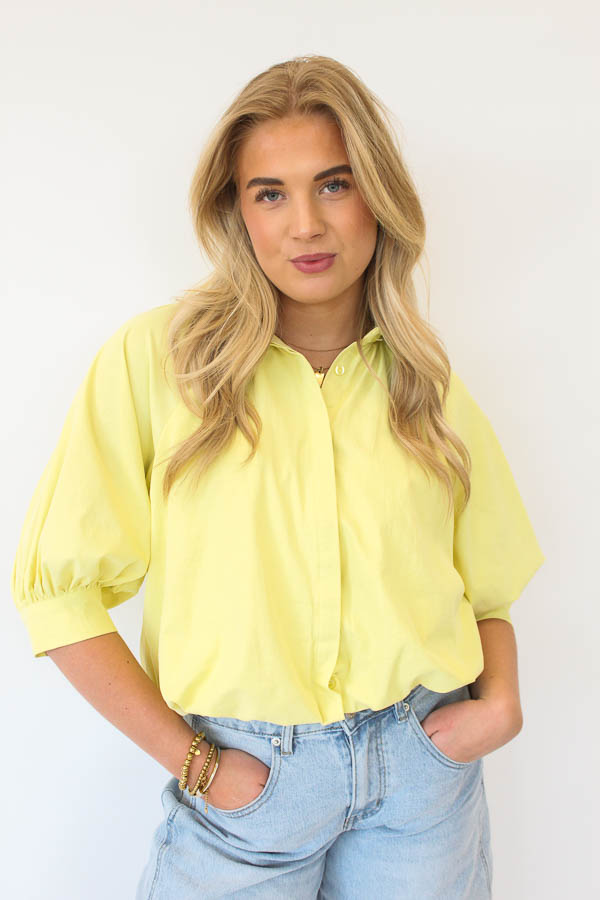 Blouse driekwart mouw geel | Fae