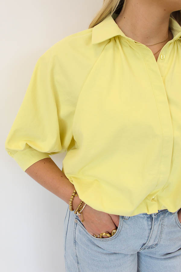 Blouse driekwart mouw geel | Fae - Afbeelding 2