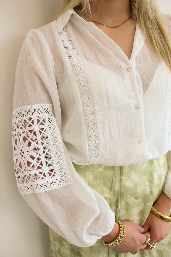 Blouse geborduurd wit | Kiara