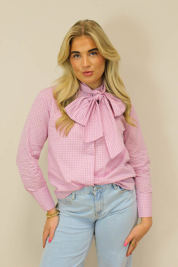 Blouse geruit roze | Mika - Afbeelding 1