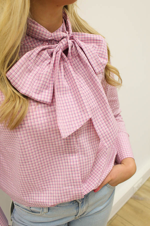 Blouse geruit roze | Mika