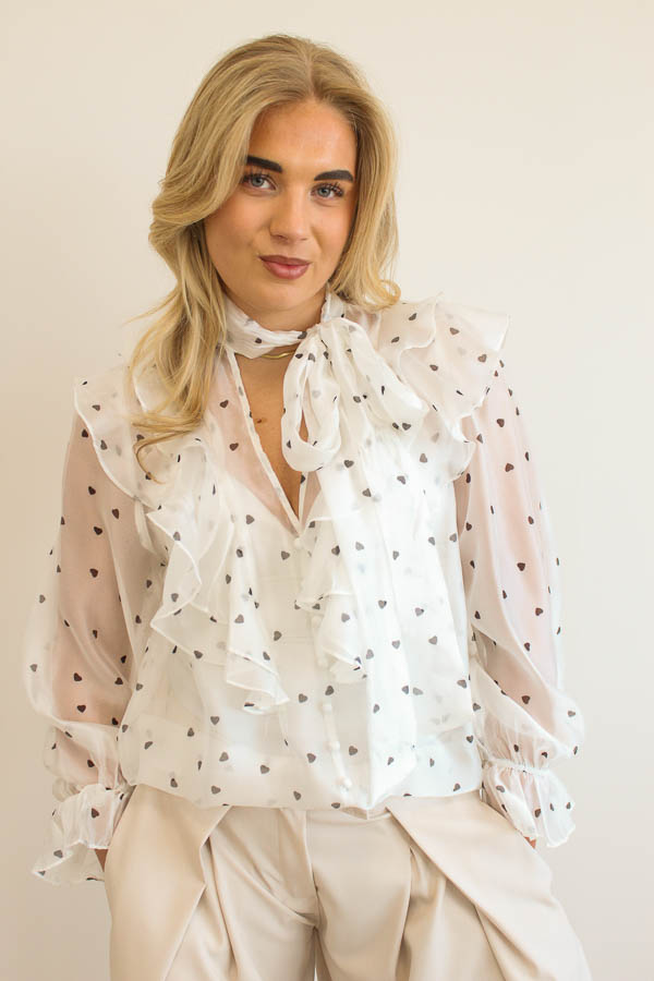 Blouse hartjes wit | Romee