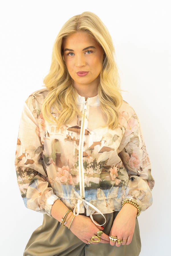 Blouse jas print beige | Marit