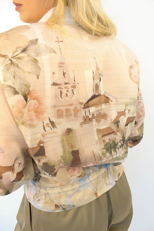 Blouse jas print beige | Marit - Afbeelding 3
