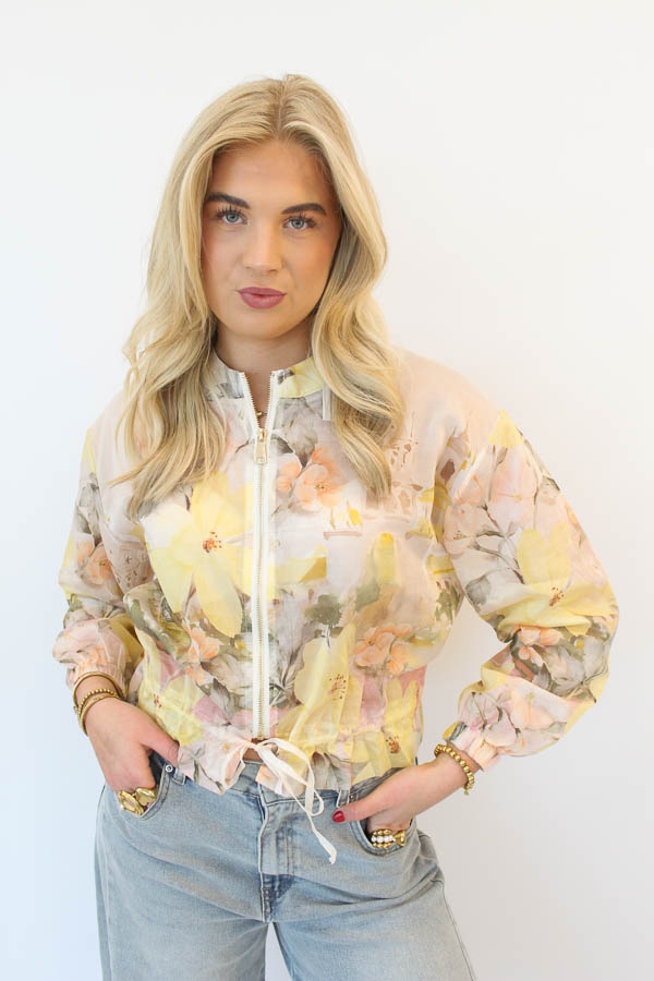 Blouse jas print geel | Marit