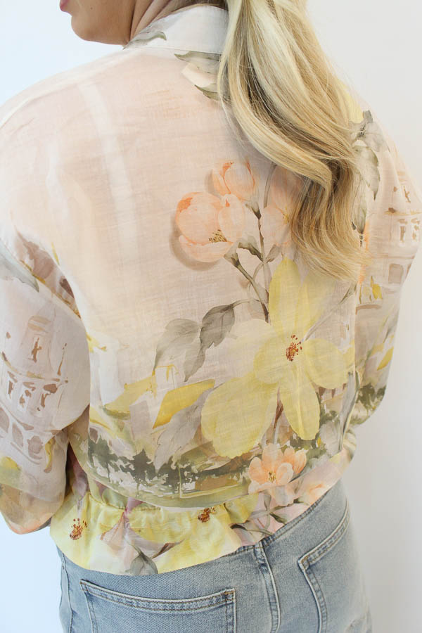 Blouse jas print geel | Marit - Afbeelding 3