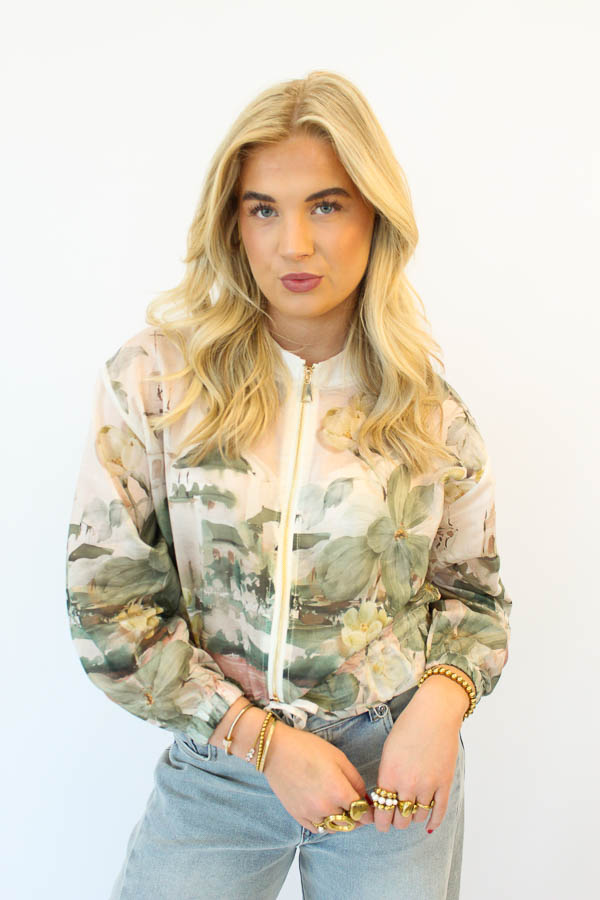 Blouse jas print mint | Marit