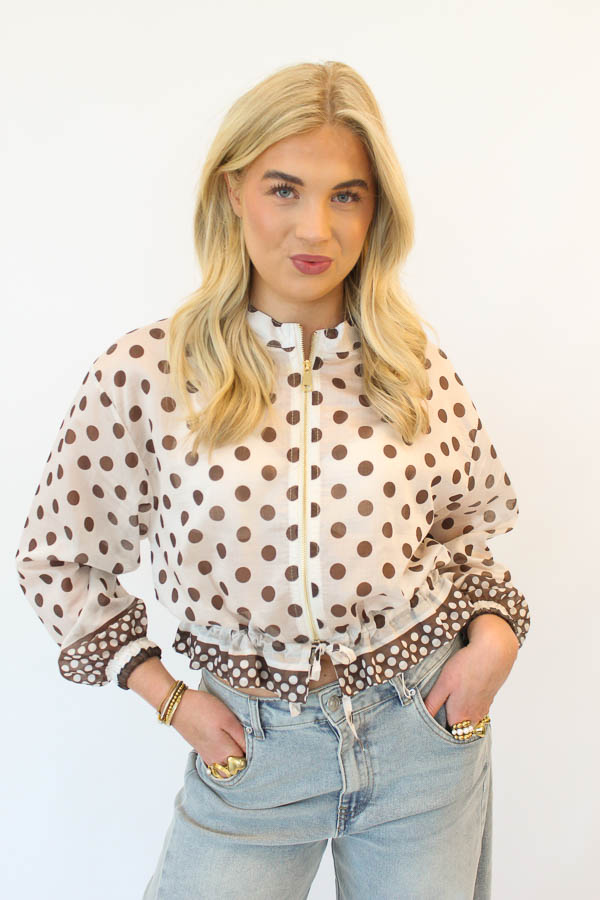 Blouse jas stippen beige | Fiona