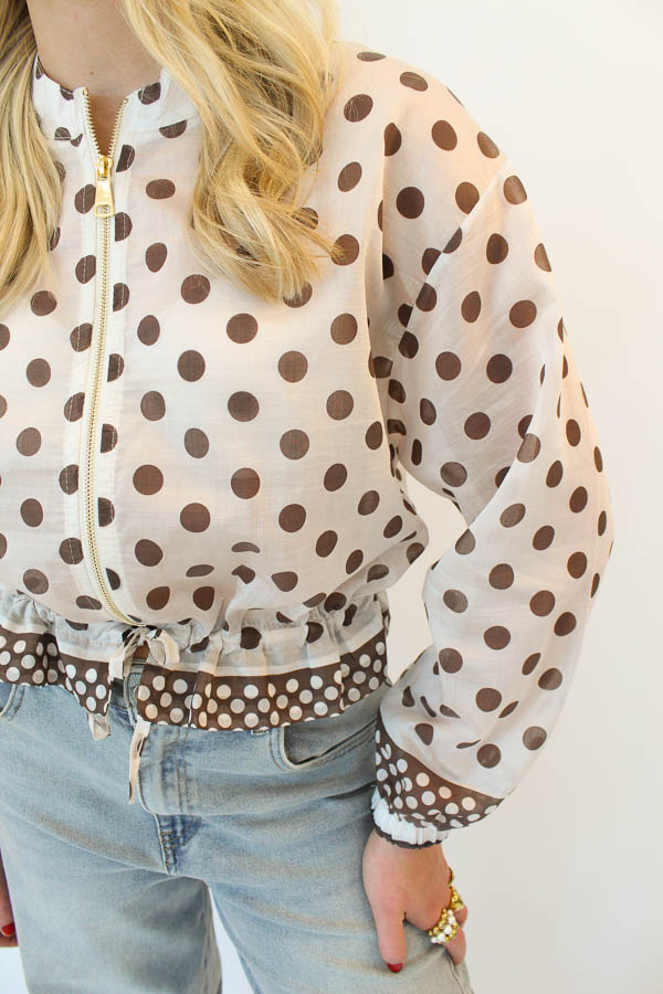 Blouse jas stippen beige | Fiona - Afbeelding 2