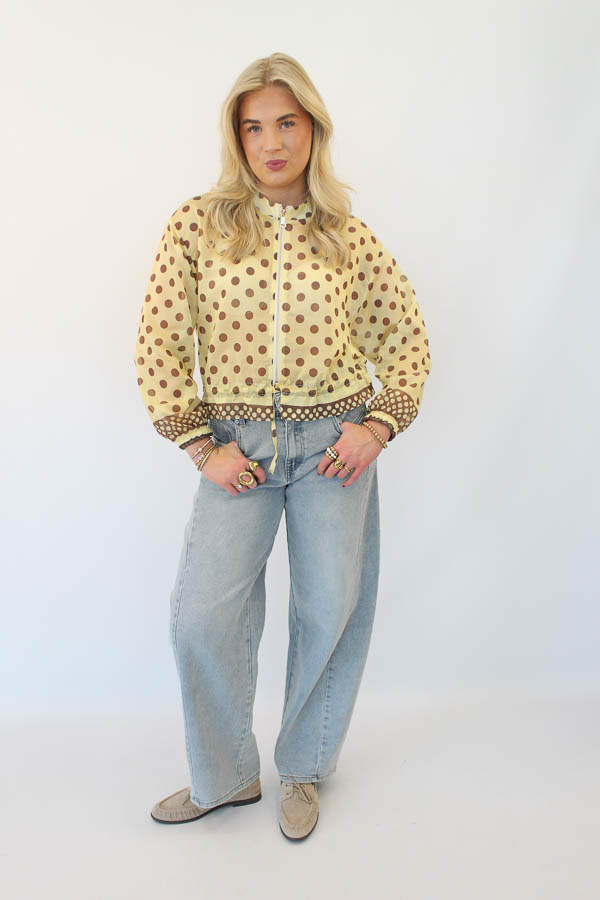 Blouse jas stippen geel | Fiona - Afbeelding 4