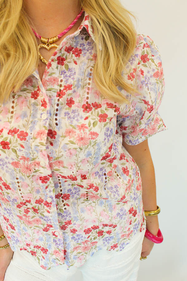 Blouse korte mouw ecru | Cindy - Afbeelding 2