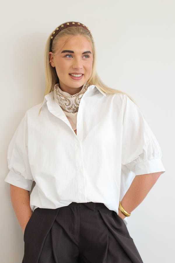 Blouse korte mouw wit | Mady