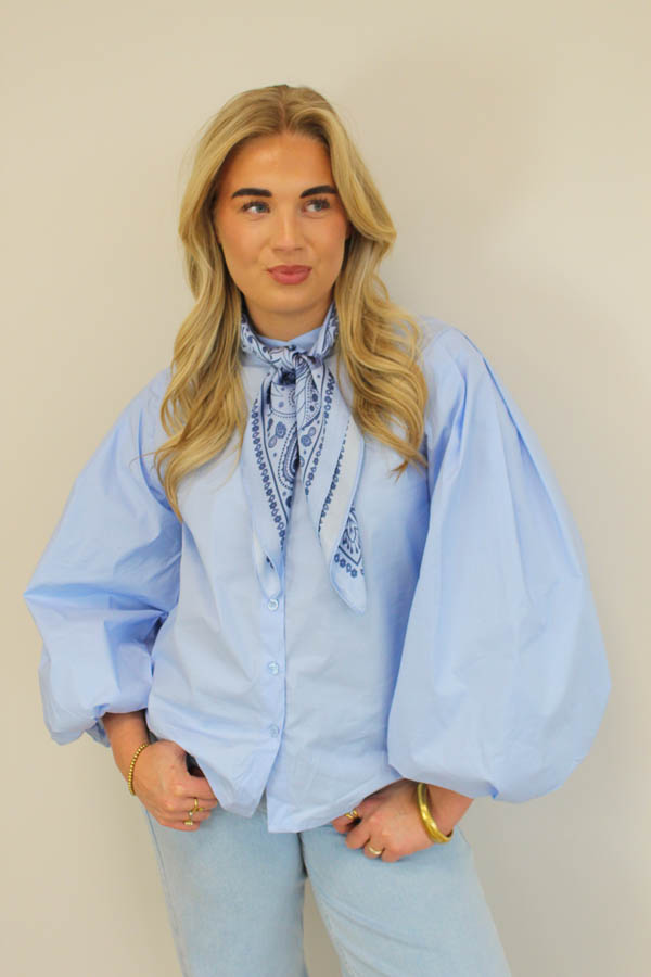 Blouse pofmouw blauw | Macy