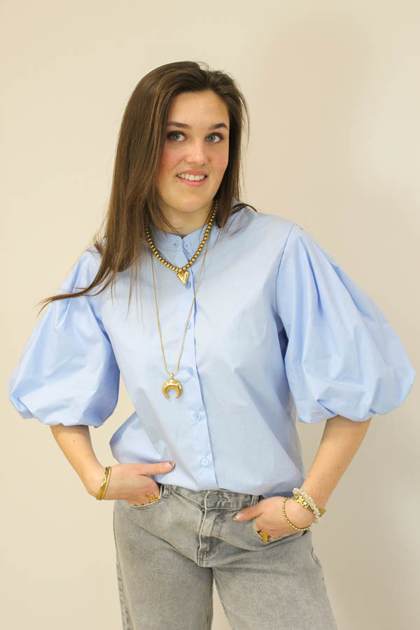 Blouse pofmouw blauw | Poppy
