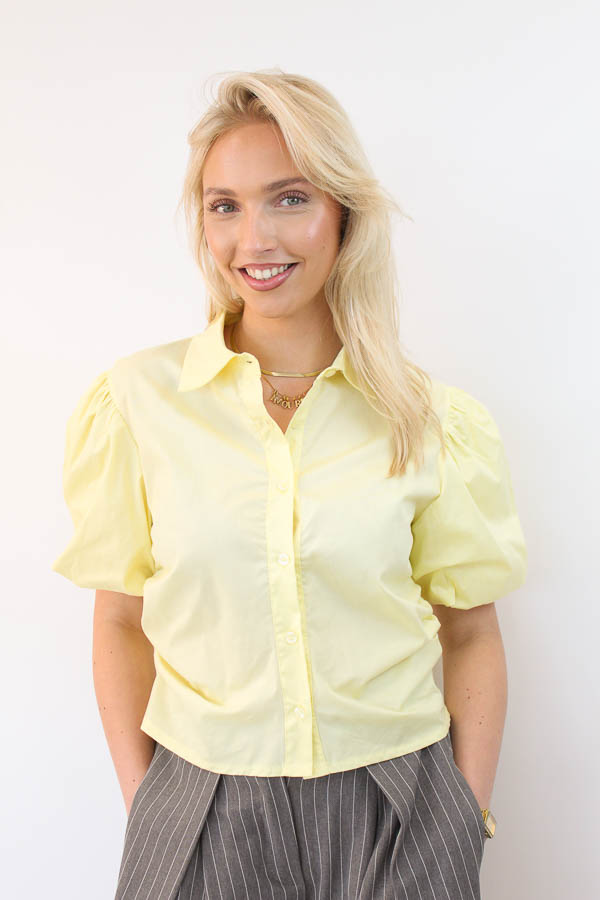 Blouse pofmouw geel | Annelieke