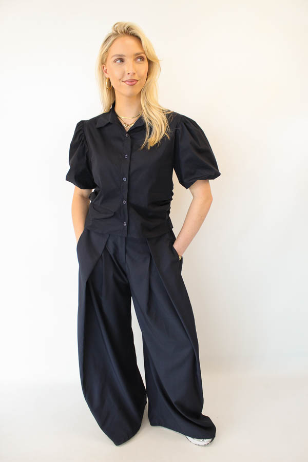 Blouse pofmouw navy | Annelieke - Afbeelding 3