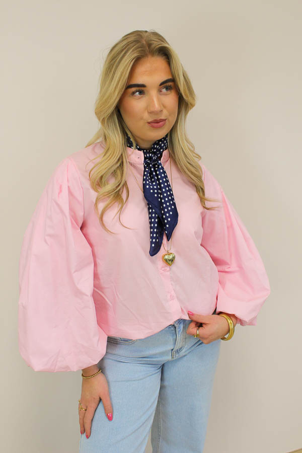 Blouse pofmouw roze | Macy - Afbeelding 2