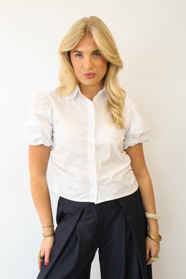 Blouse pofmouw wit | Annelieke