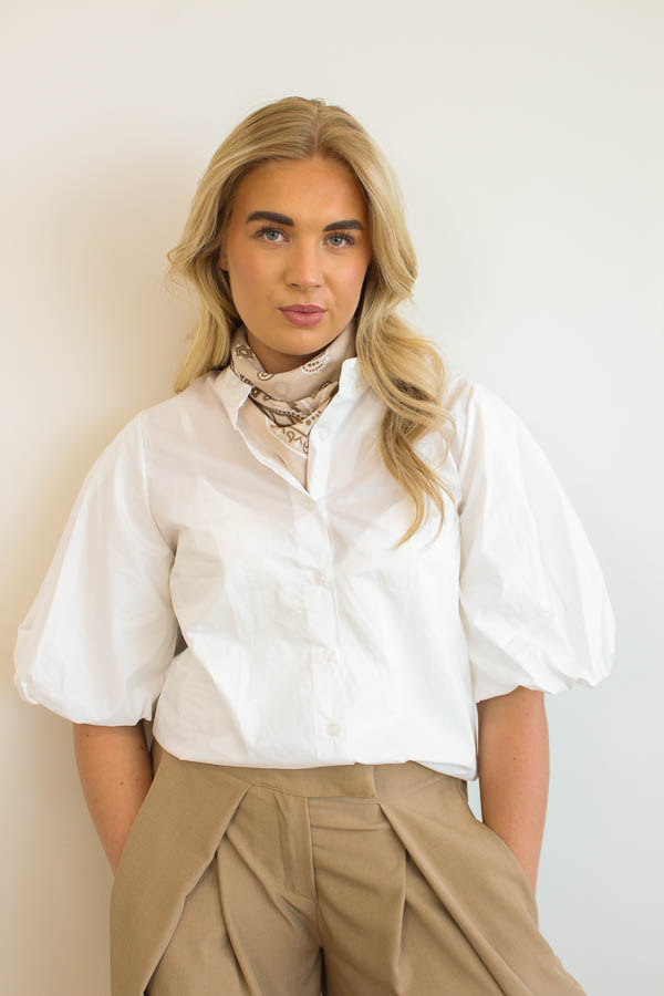 Blouse pofmouw wit | Poppy