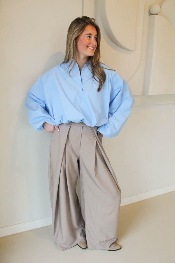 Blouse pofmouwen blauw | Kacy