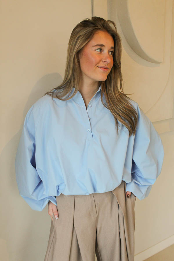 Blouse pofmouwen blauw | Kacy - Afbeelding 2