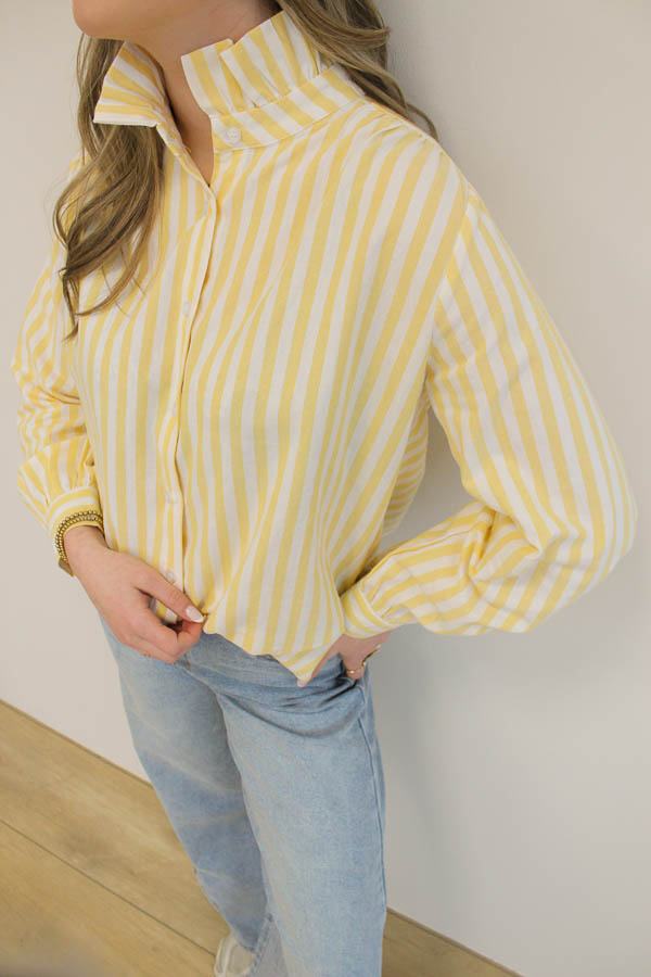 Blouse ruffel kraag geel | Lux - Afbeelding 2