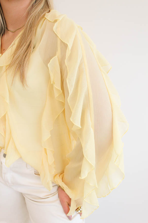 Blouse ruffels geel | Margriet - Afbeelding 4