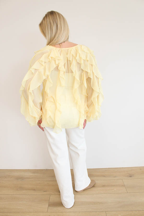 Blouse ruffels geel | Margriet - Afbeelding 3