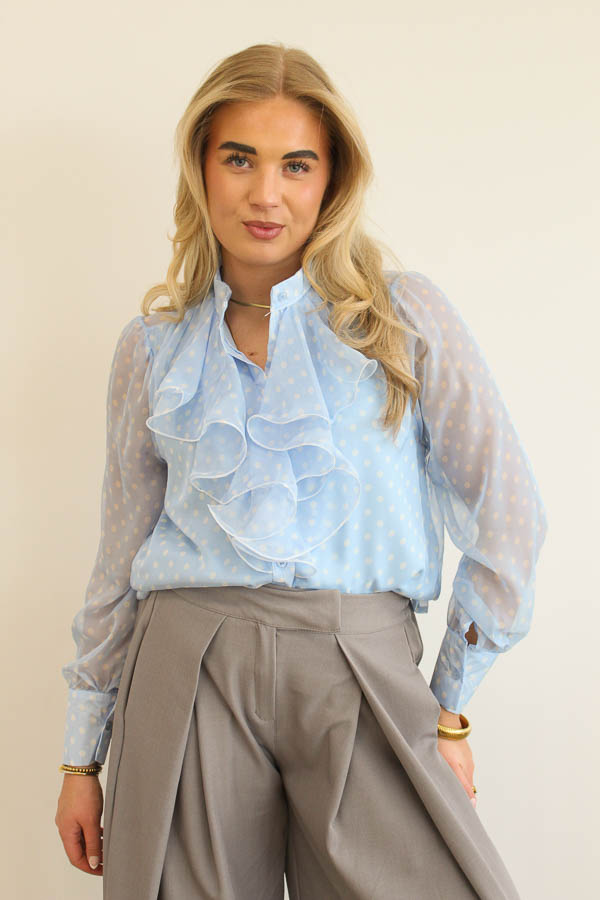 Blouse stipjes blauw | Marie