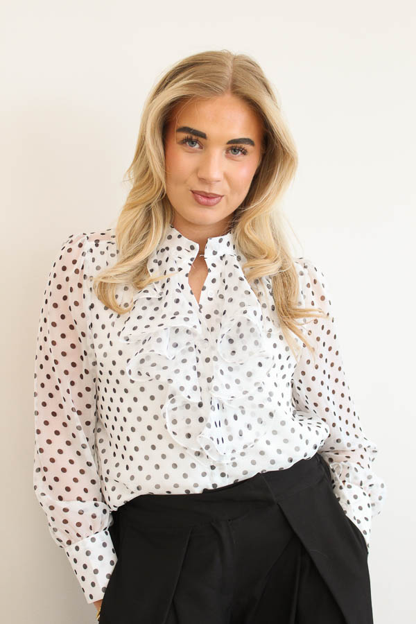 Blouse stipjes wit | Marie