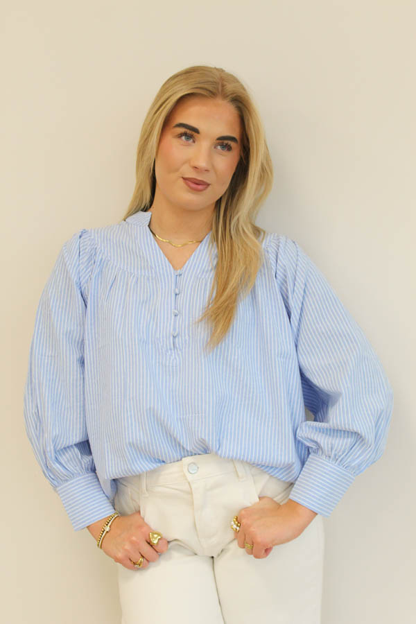 Blouse strepen blauw | Bella